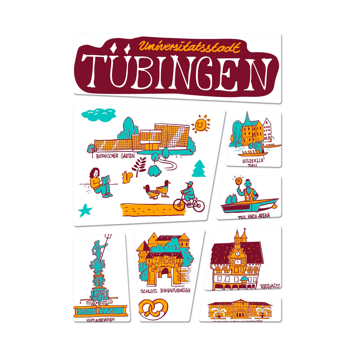 Tübingen Wimmelbild Kühlschrankmagnete Set