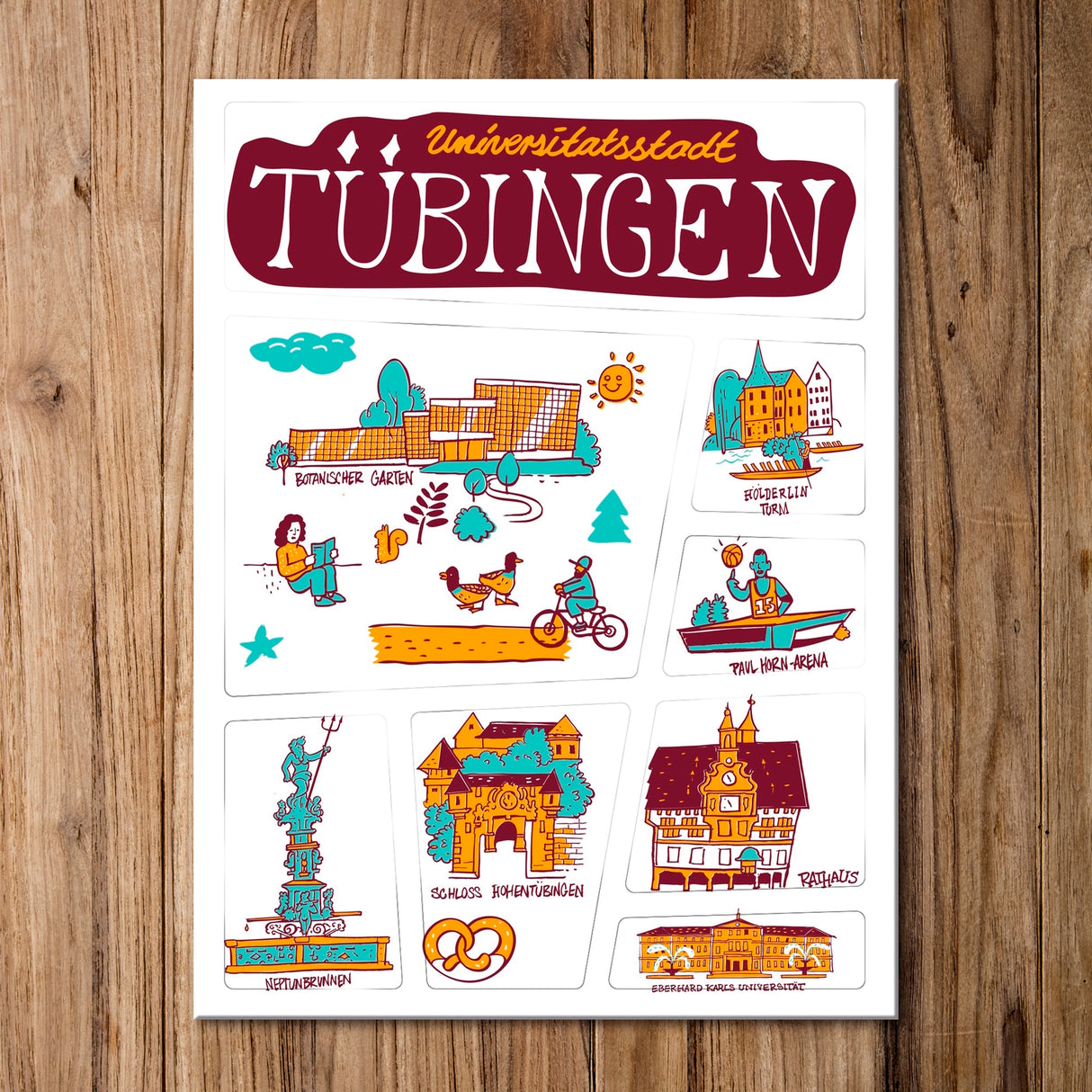 Tübingen Wimmelbild Kühlschrankmagnete Set