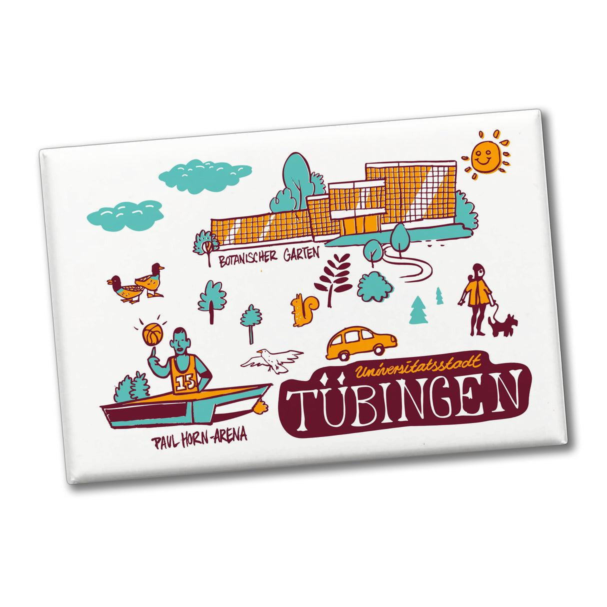 Tübingen Wimmelgrafik Souvenier Souvenir Magnet Botanischer Garten