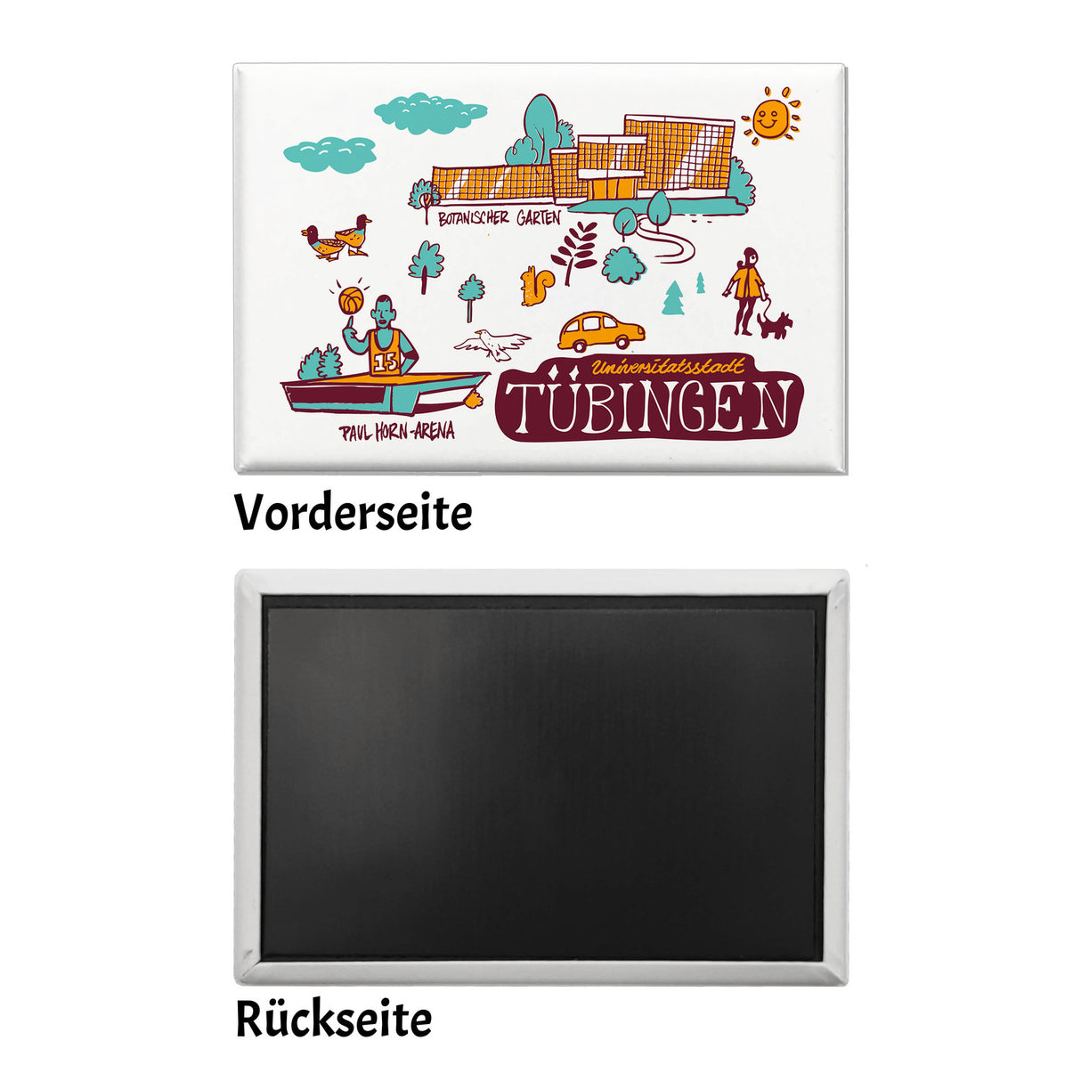Tübingen Wimmelgrafik Souvenier Souvenir Magnet Botanischer Garten