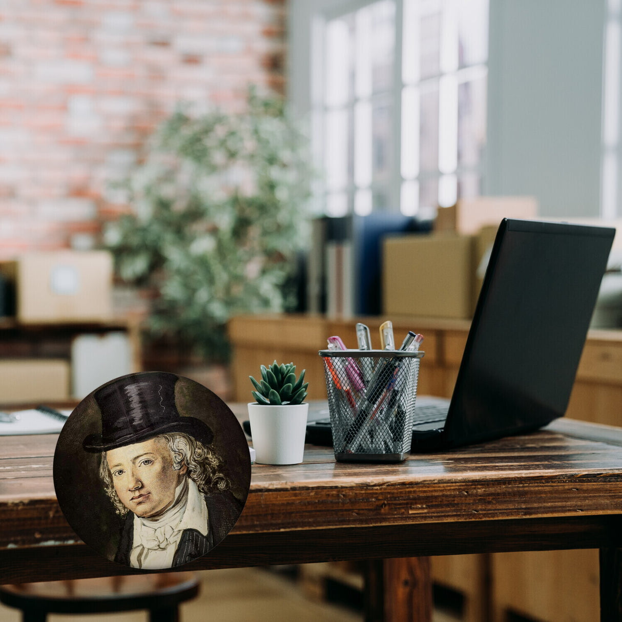 Hölderlin Tübingen Portrait mit Zylinder Magnet für Kultur Liebhaber
