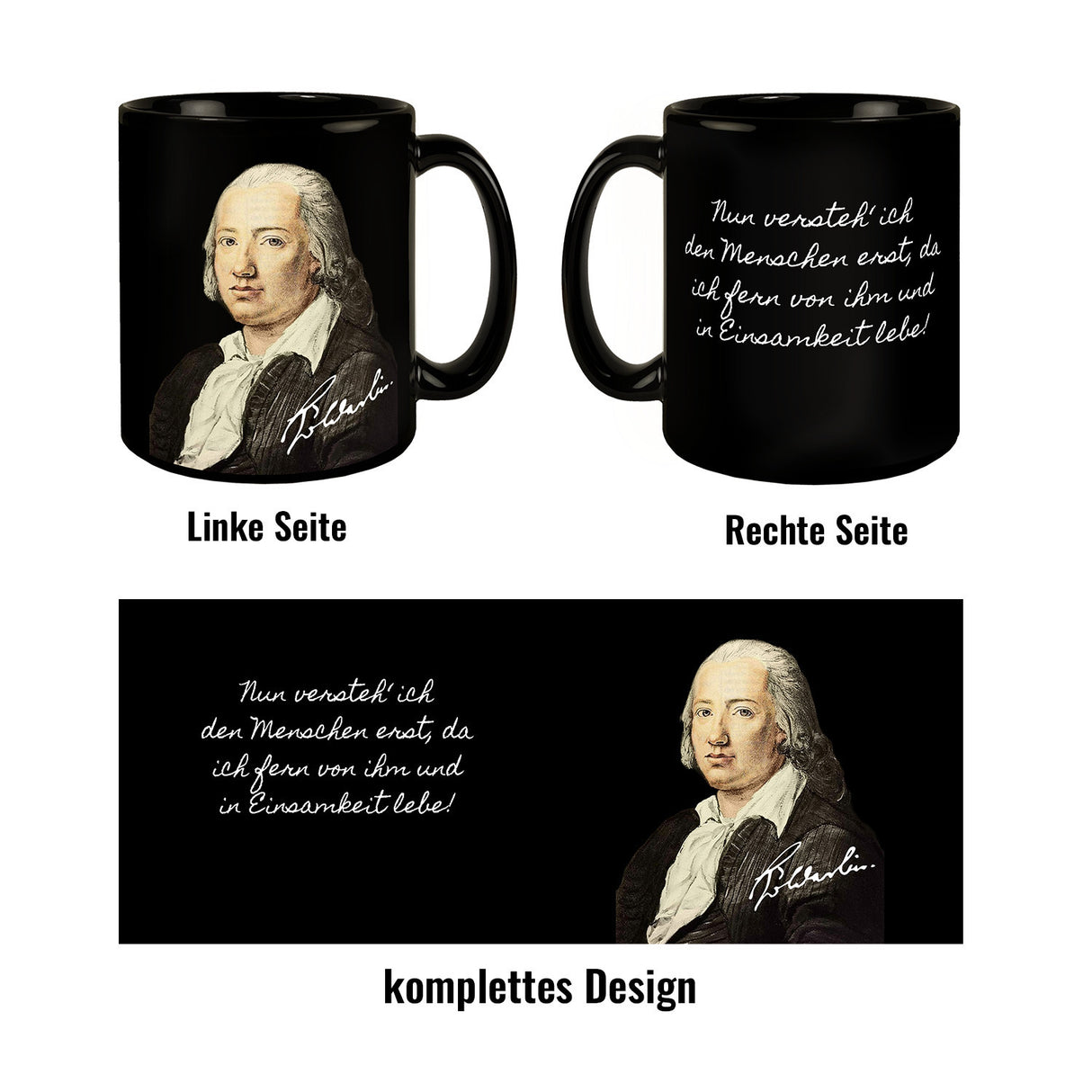 Hölderlin Tübingen Portrait Tasse - Nun versteh ich den Menschen