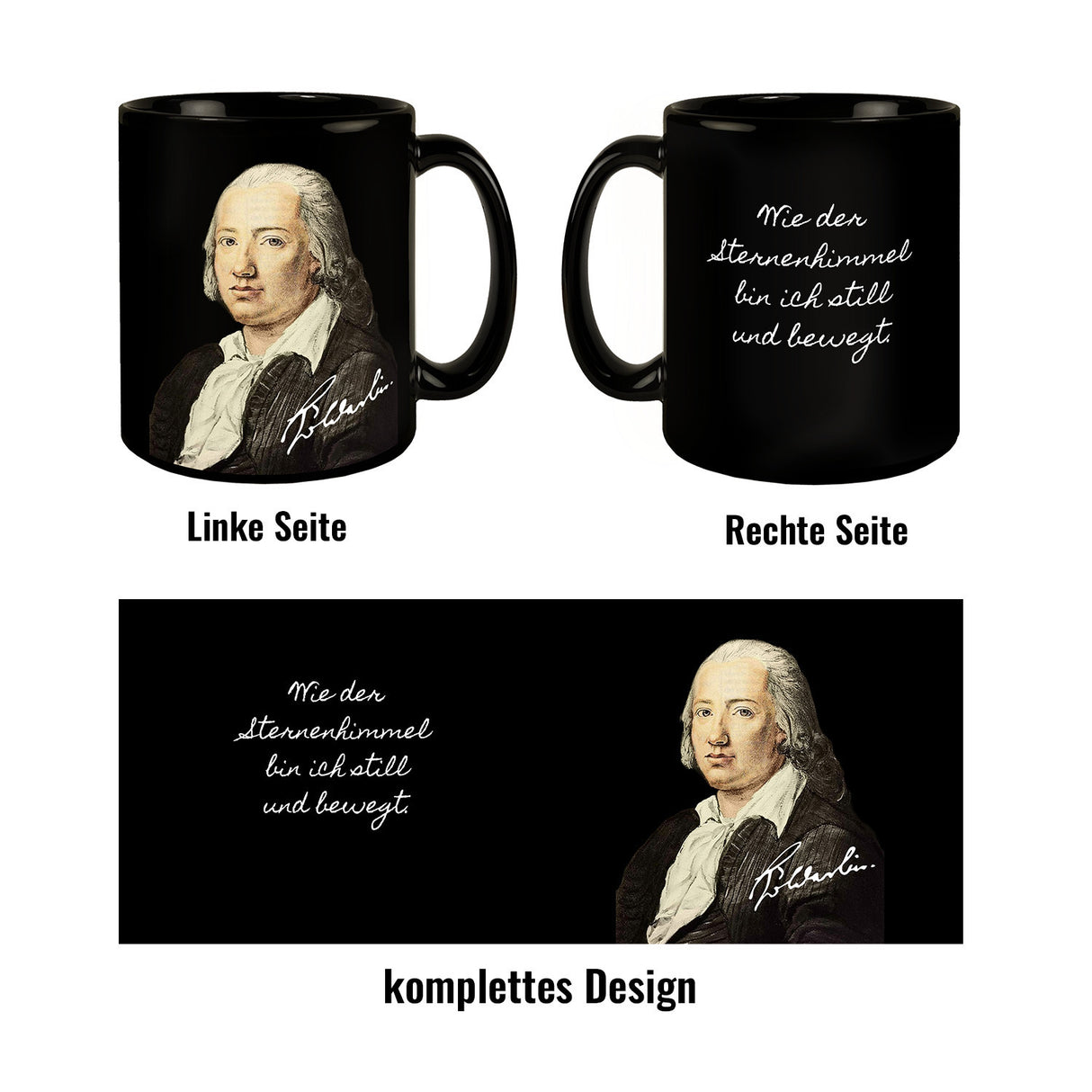 Hölderlin Tübingen Portrait Tasse - Wie der Sternenhimmel