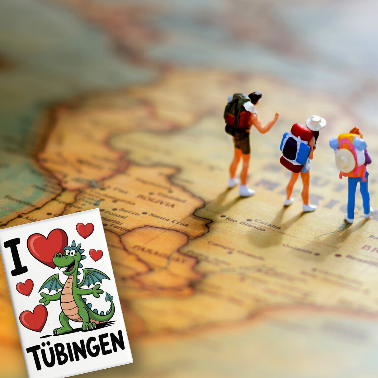 I love Tübingen grüner Drache Souvenir Souvenir Magnet