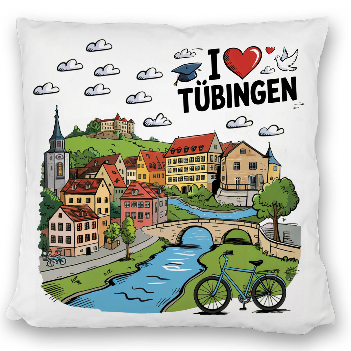 I love Tübingen Kissen mit Sehenswürdigkeiten
