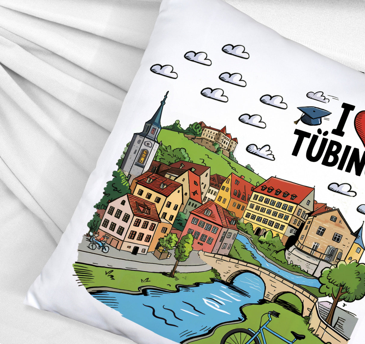 I love Tübingen Kissen mit Sehenswürdigkeiten