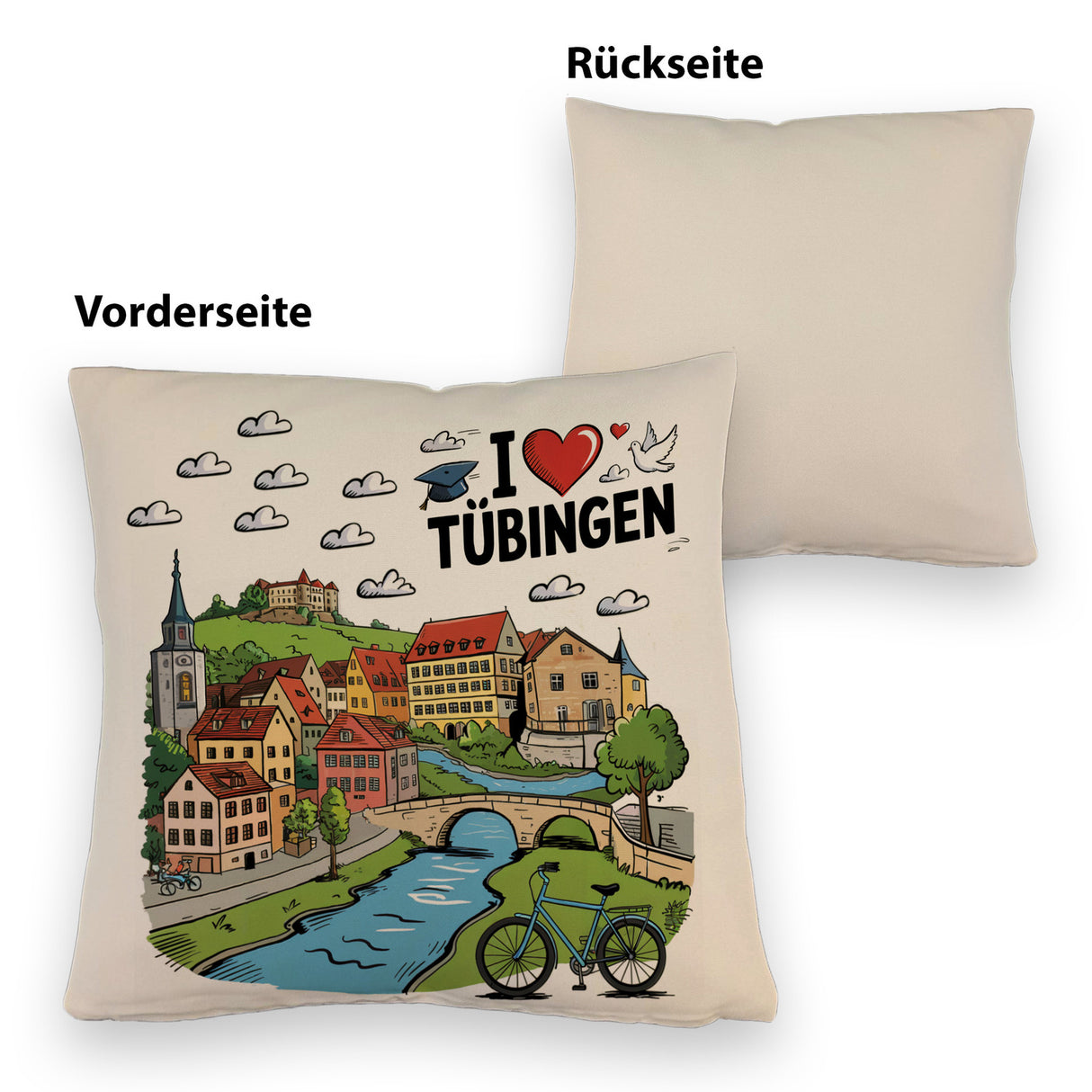 I love Tübingen Kissen mit Sehenswürdigkeiten