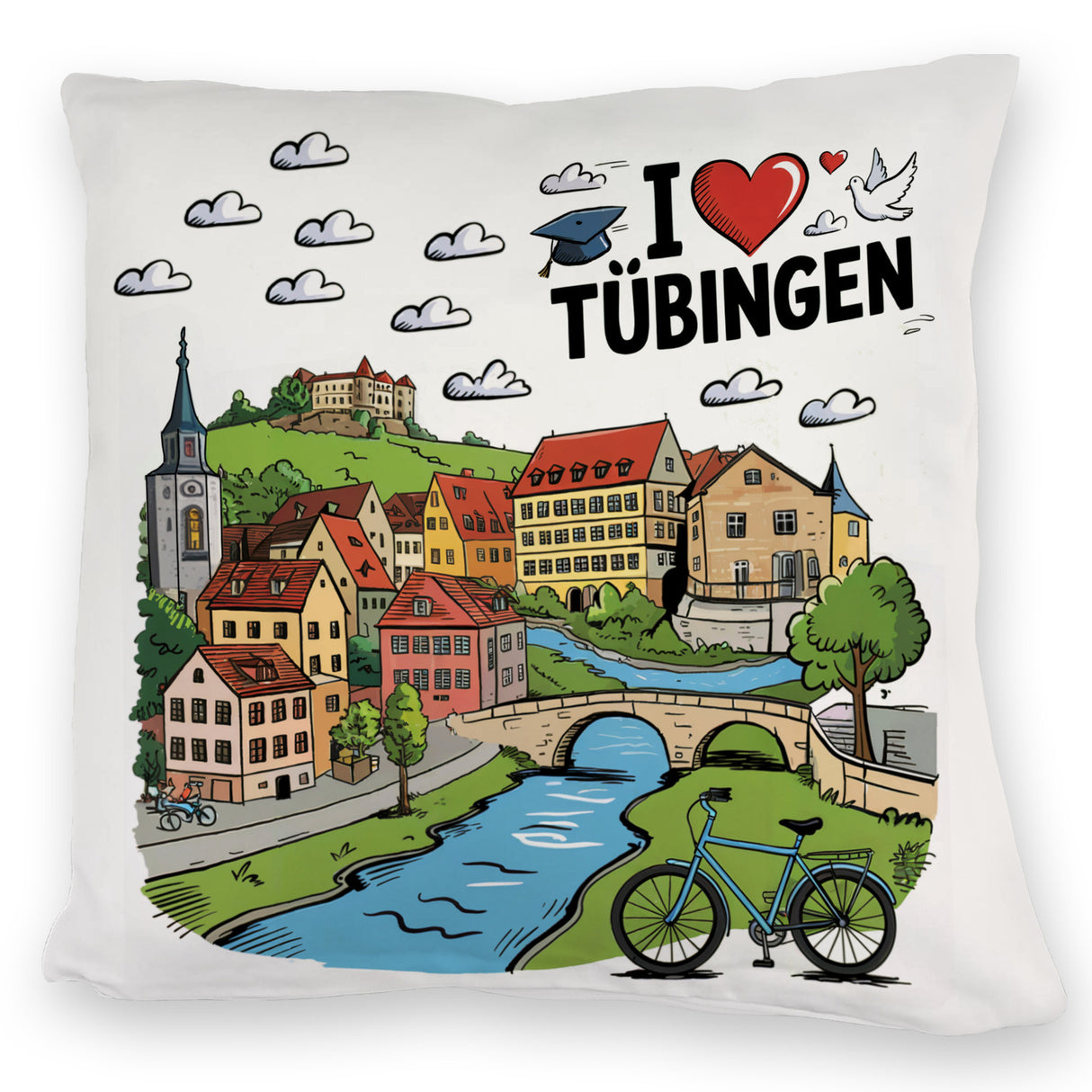 I love Tübingen Kissen mit Sehenswürdigkeiten