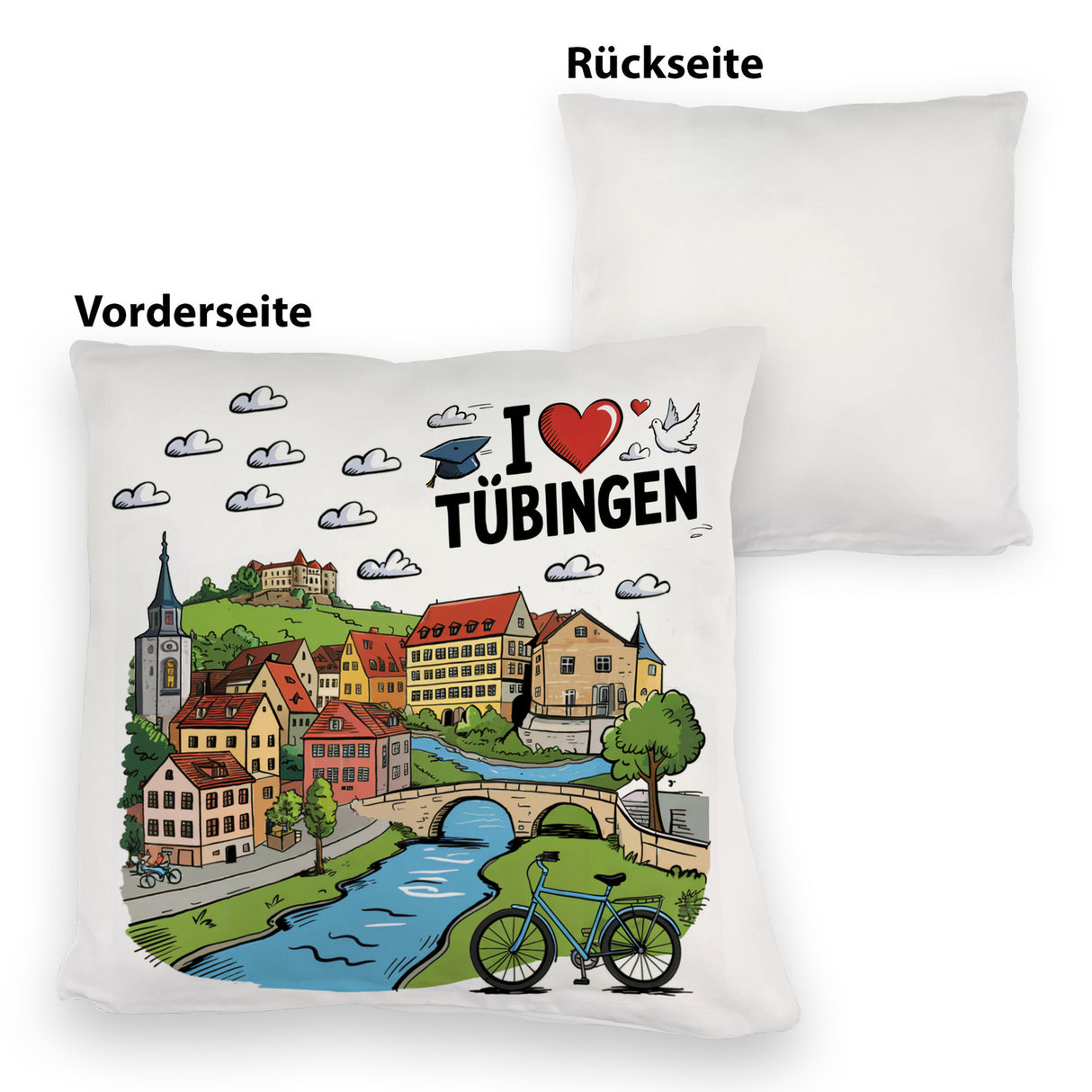 I love Tübingen Kissen mit Sehenswürdigkeiten