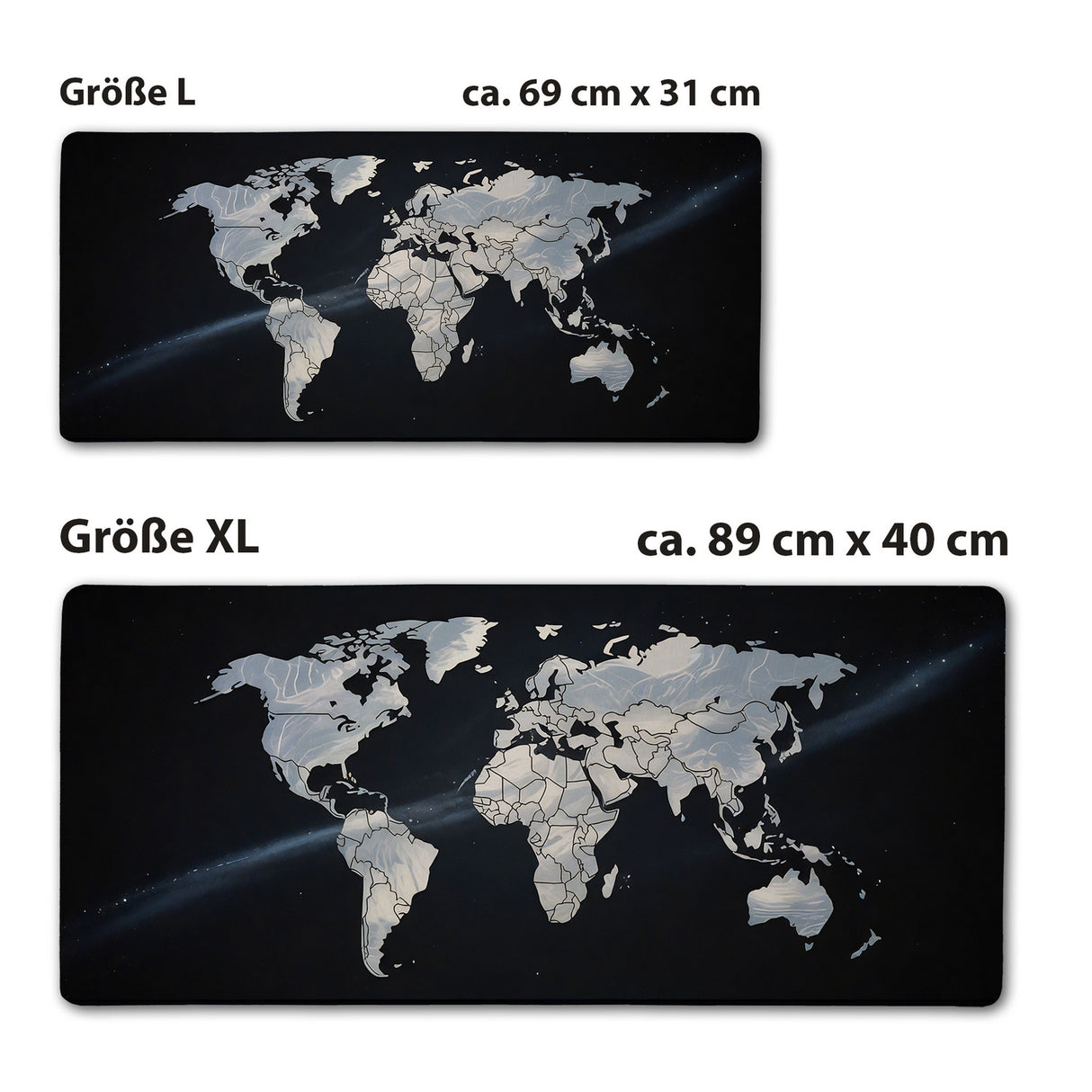 Weltkarte Sternenhimmel Schreibtischunterlage 69x31cm XXL Mauspad für Geographiefans