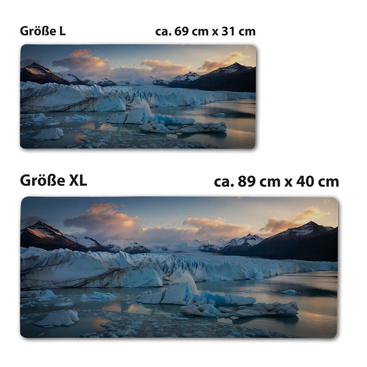 Gletscher Schreibtischunterlage 69x31cm XXL Mauspad Gletschersee