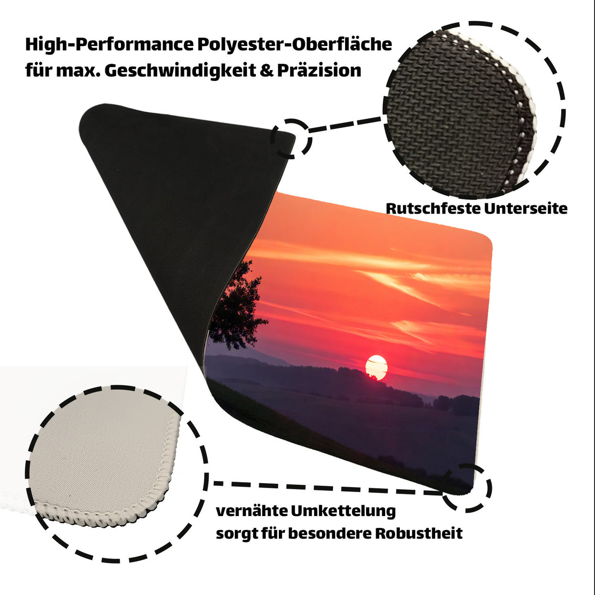 Sonnenuntergang Schreibtischunterlage 69x31cm XXL Mauspad mit Baum