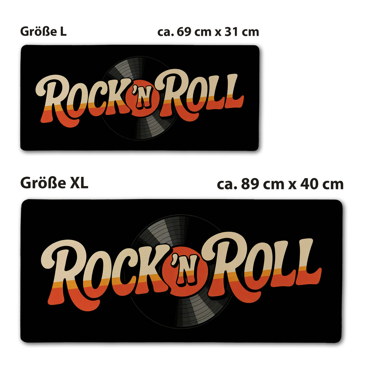 Rock 'n Roll Retro Schallplatte Schreibtischunterlage 69x31cm XXL Mauspad