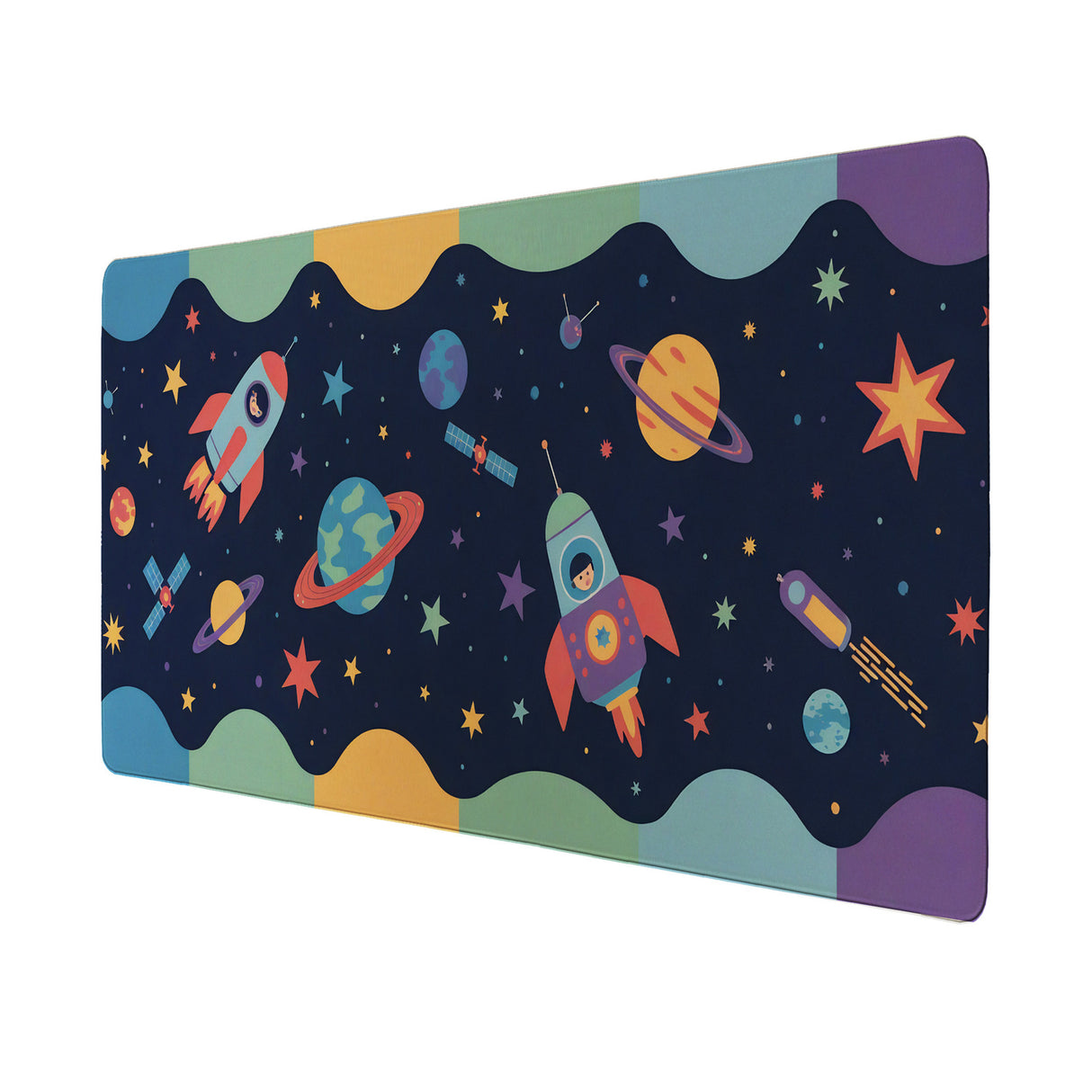 Fantasievoller Weltraum Schreibtischunterlage 69x31cm XXL Mauspad für Kinder