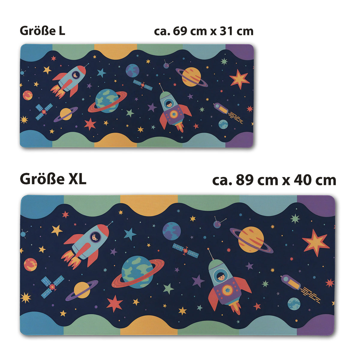 Fantasievoller Weltraum Schreibtischunterlage 69x31cm XXL Mauspad für Kinder