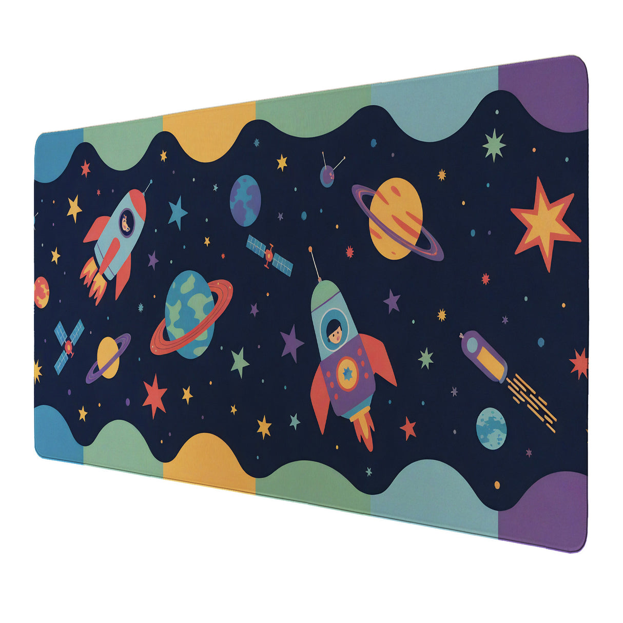 Fantasievoller Weltraum Schreibtischunterlage 69x31cm XXL Mauspad für Kinder