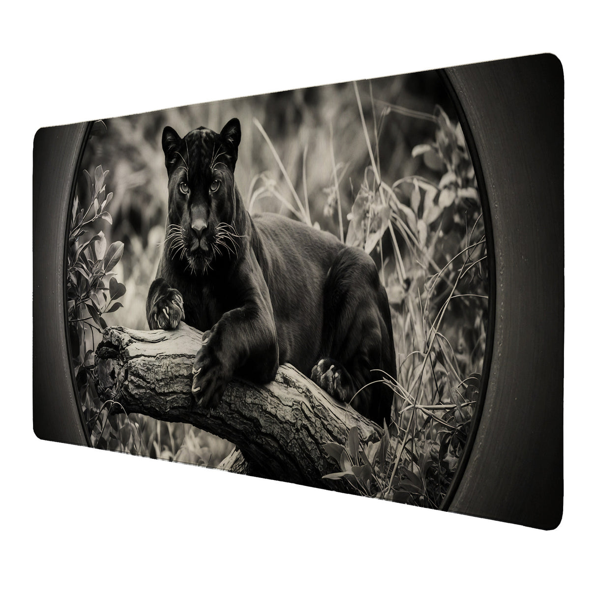 Schwarzer Panther Schreibtischunterlage 69x31cm XXL Mauspad für Kunst- und Tierliebhaber