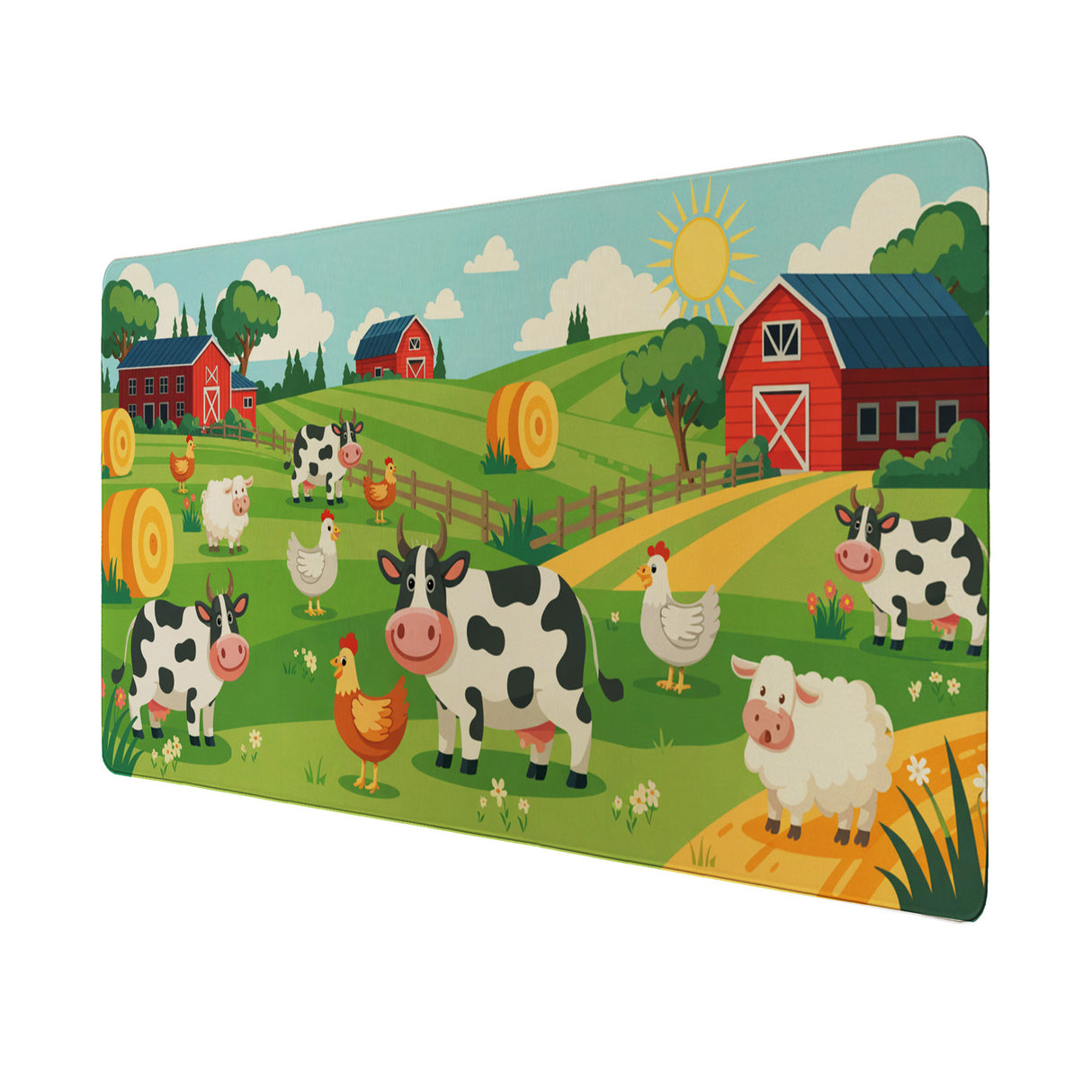 Bauernhof Cartoon Tiere Schreibtischunterlage 69x31cm XXL Mauspad