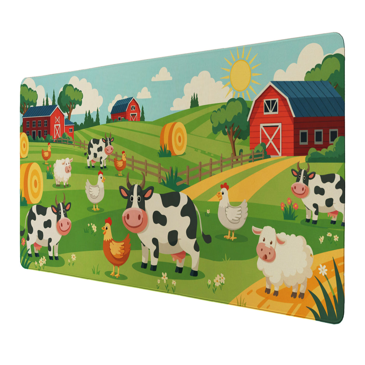 Bauernhof Cartoon Tiere Schreibtischunterlage 69x31cm XXL Mauspad