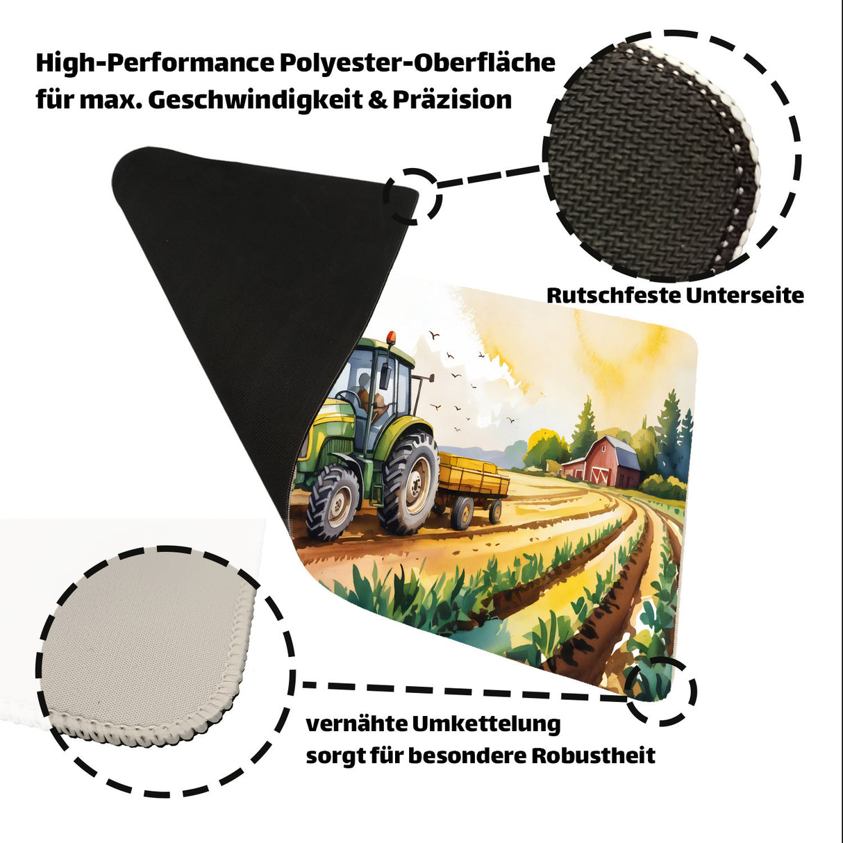 Traktor auf Feld Schreibtischunterlage 69x31cm XXL Mauspad für Jungen