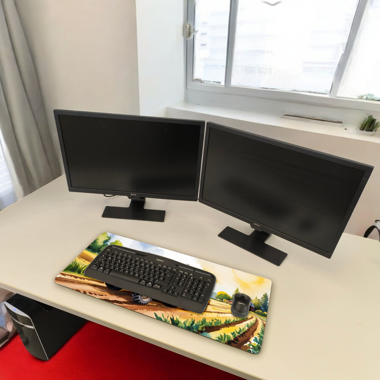 Traktor auf Feld Schreibtischunterlage 69x31cm XXL Mauspad für Jungen