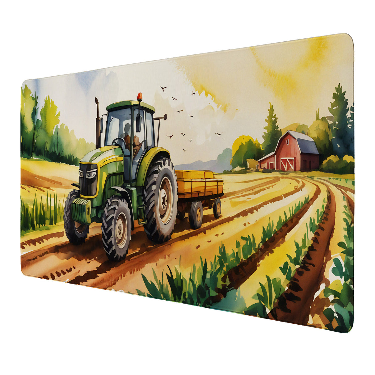 Traktor auf Feld Schreibtischunterlage 69x31cm XXL Mauspad für Jungen