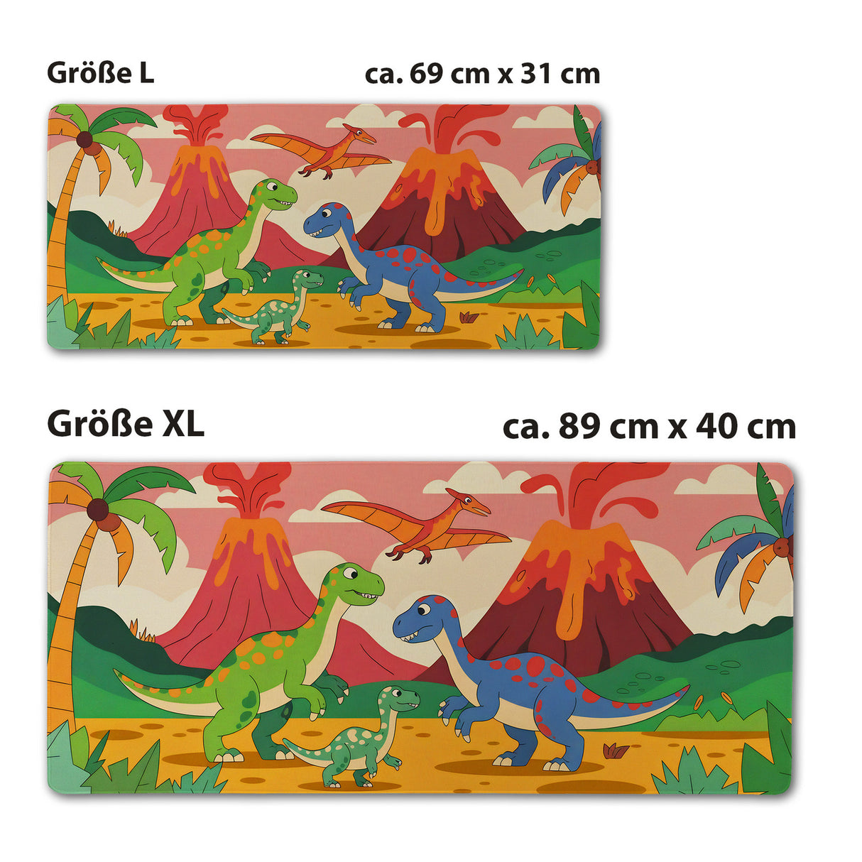 Dinosaurier Vulkan Landschaft Schreibtischunterlage 69x31cm XXL Mauspad