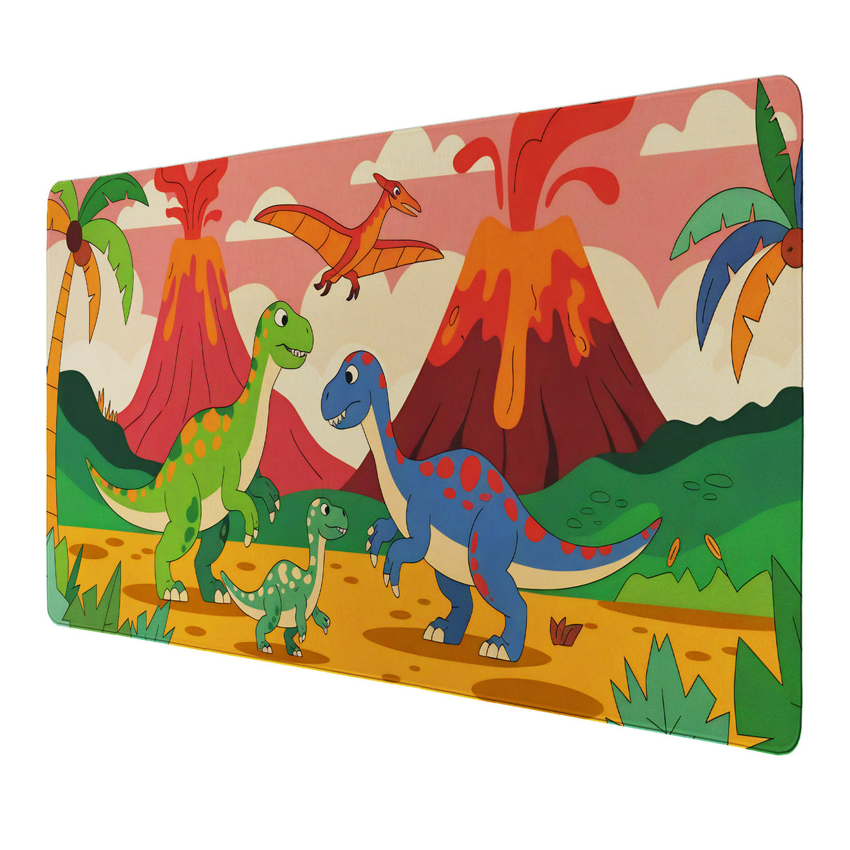 Dinosaurier Vulkan Landschaft Schreibtischunterlage 69x31cm XXL Mauspad