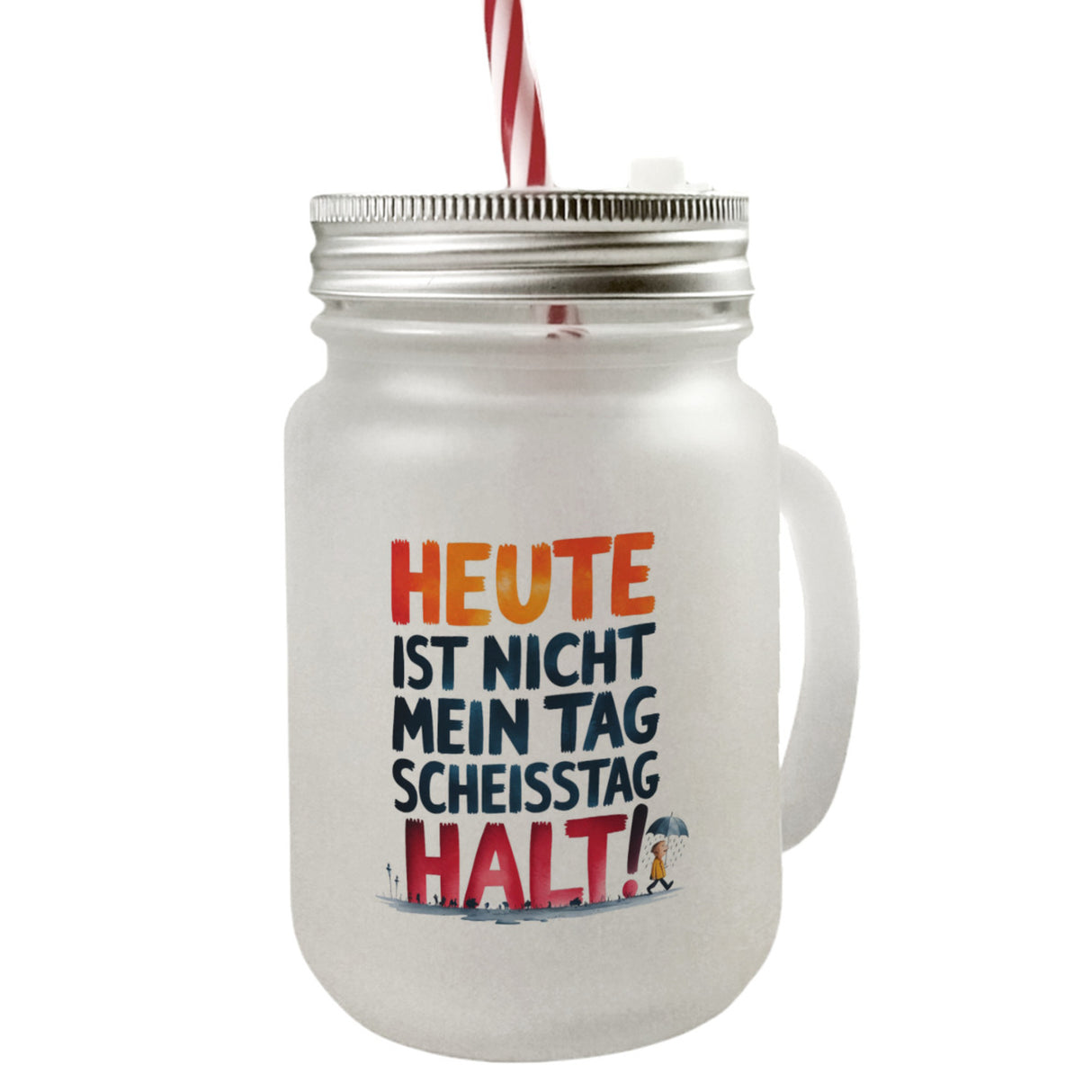 Heute ist nicht mein Tag Trinkglas mit Bambusdeckel Scheisstag