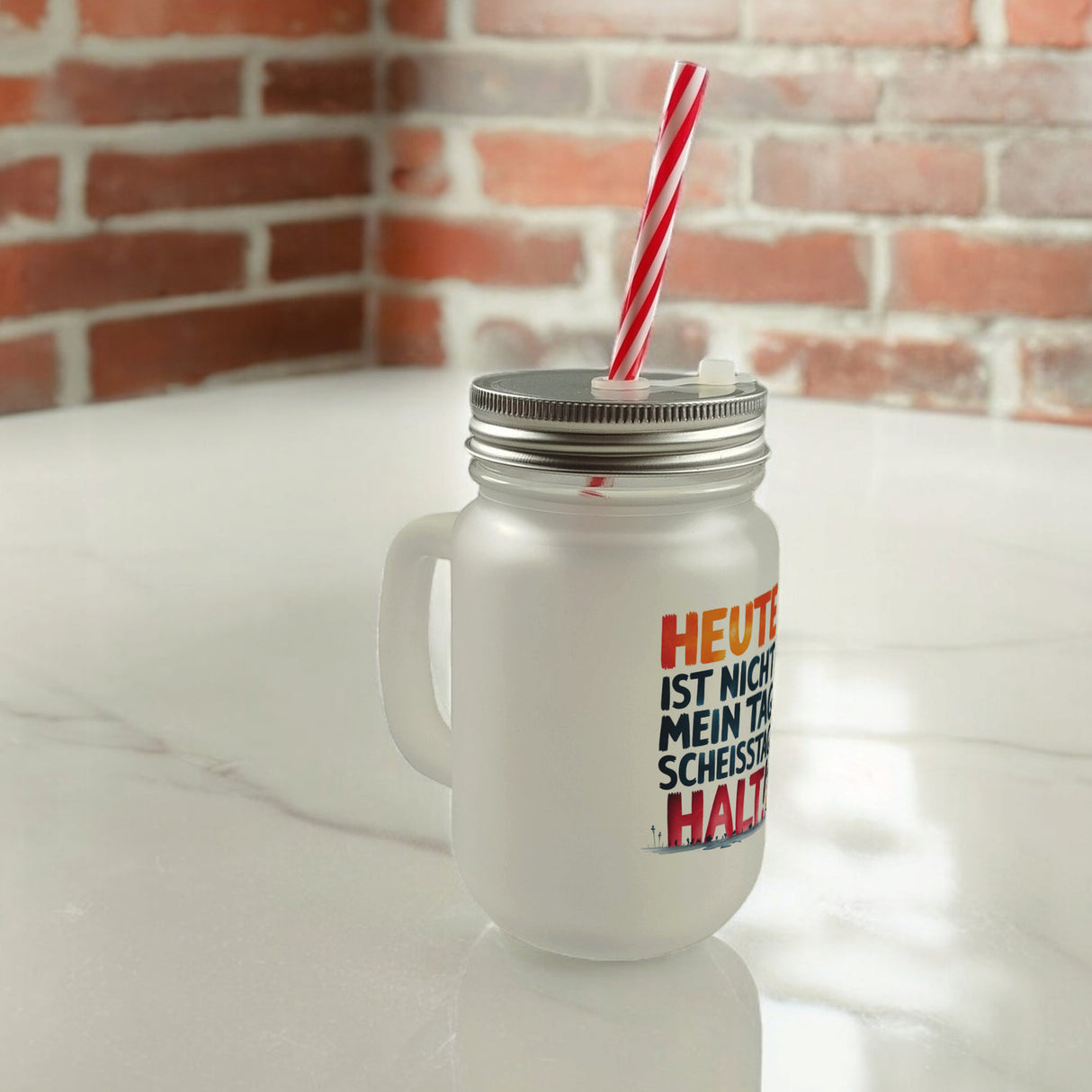Heute ist nicht mein Tag Trinkglas mit Bambusdeckel Scheisstag