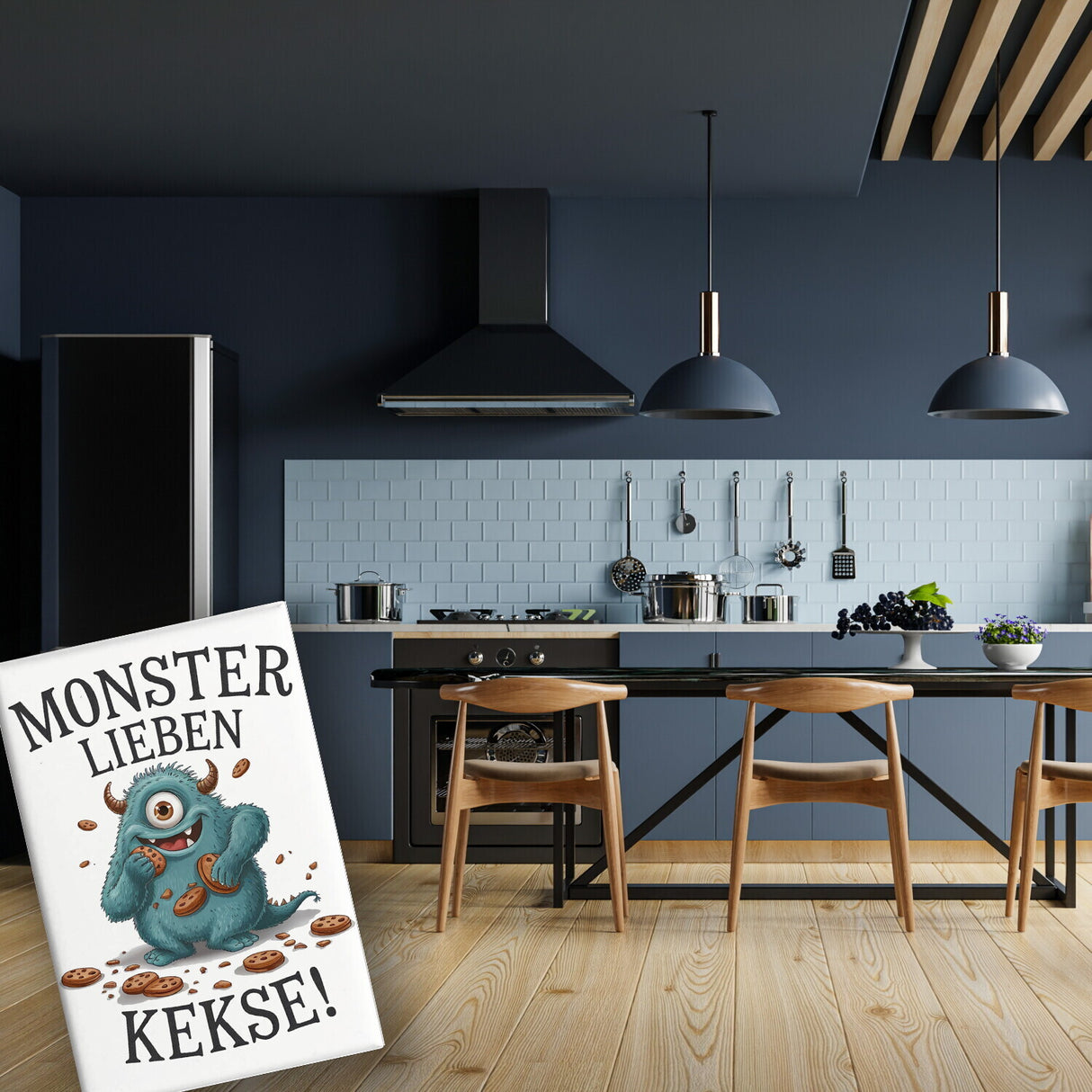 Blaues Monster mit Keks Souvenir Souvenir Magnet Monster lieben Kekse