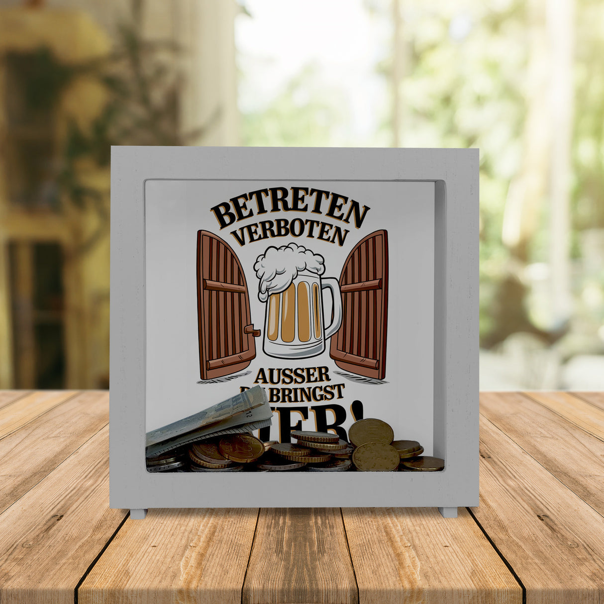 Betreten verboten – außer du bringst Bier! Spardose