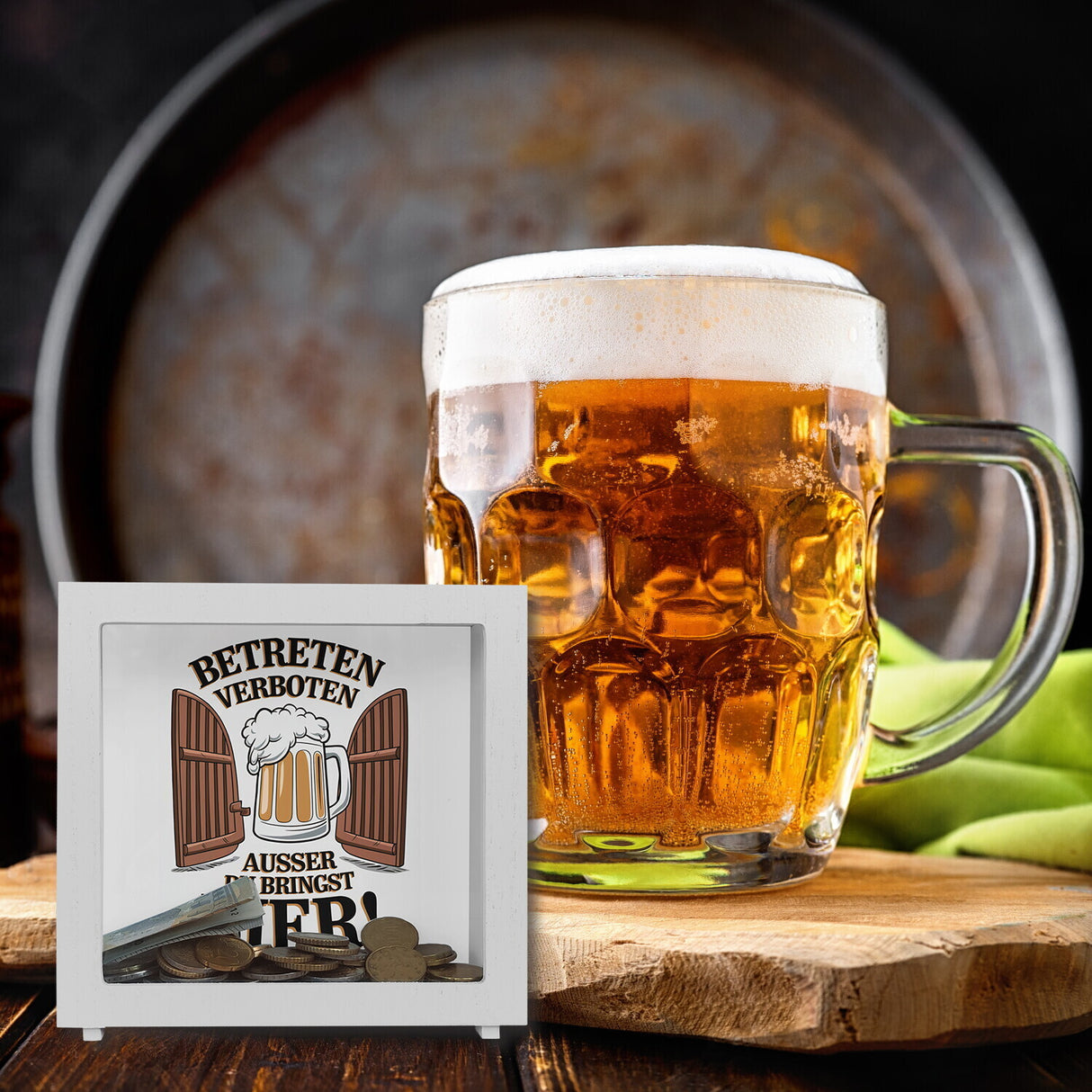Betreten verboten – außer du bringst Bier! Spardose
