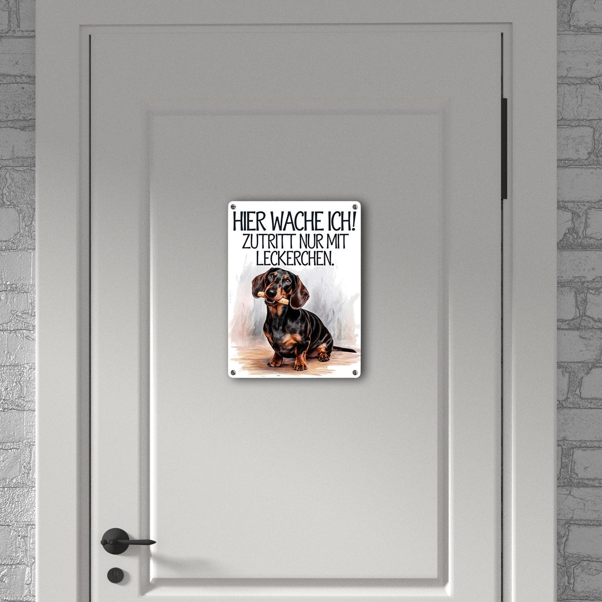 Zutritt nur mit Leckerchen Metallschild in 15x20 cm Dackel