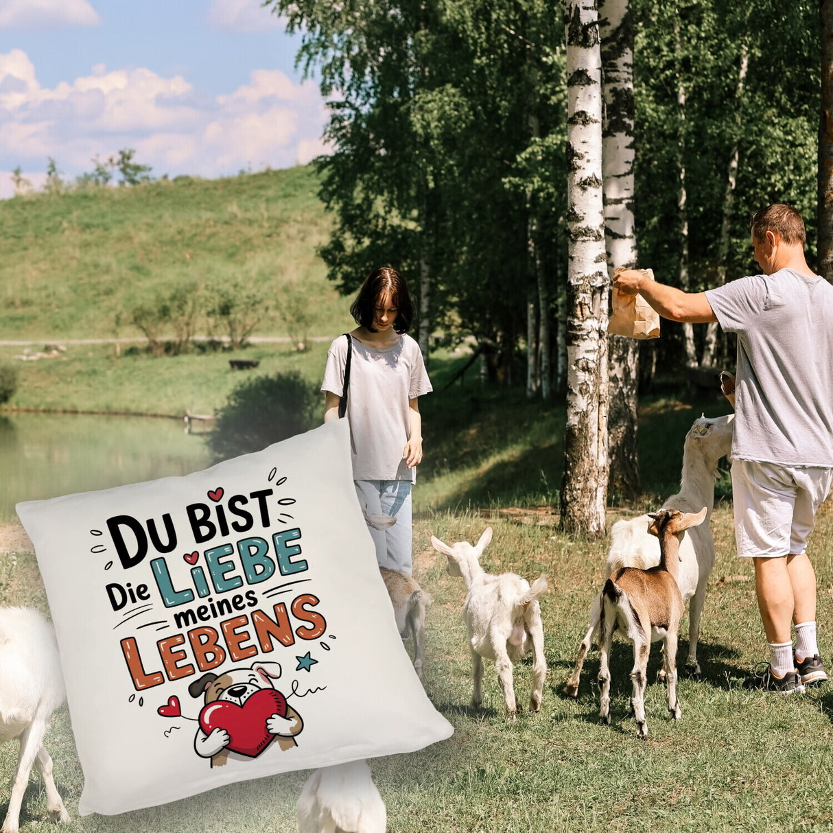 Bulldogge mit Herz Liebe meines Lebens Kissen für Tierliebhaber