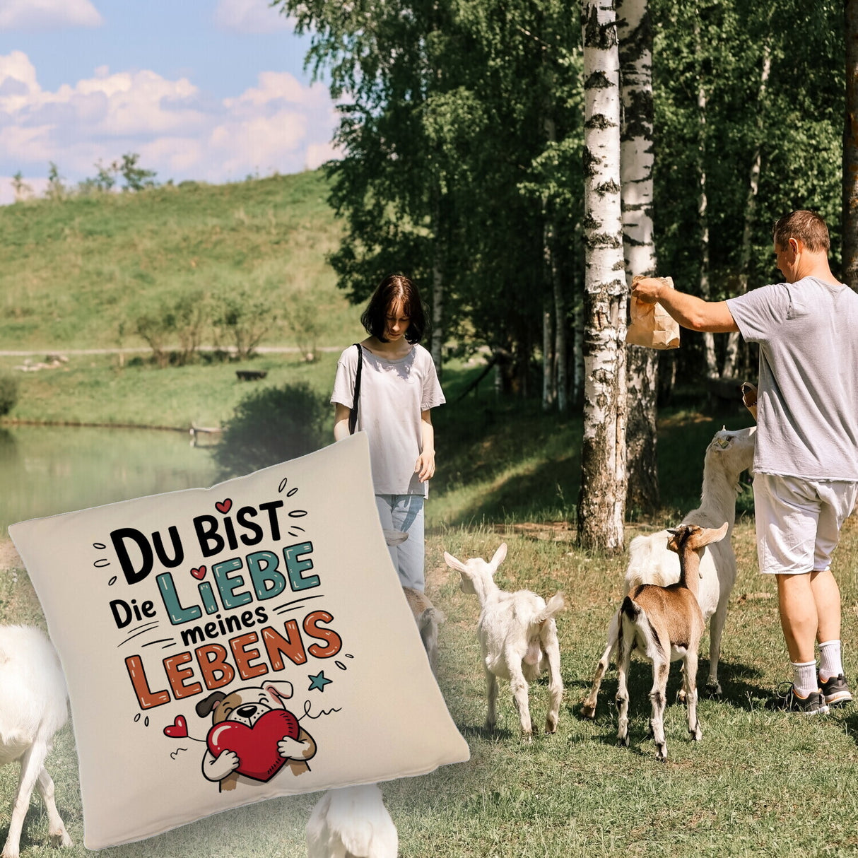 Bulldogge mit Herz Liebe meines Lebens Kissen für Tierliebhaber