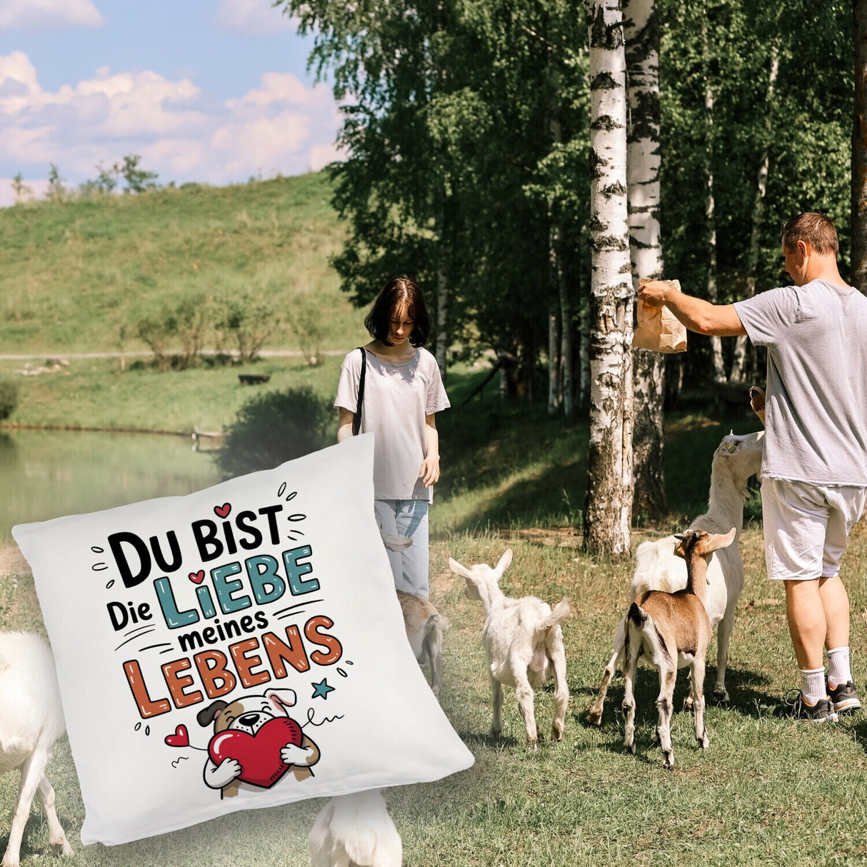Bulldogge mit Herz Liebe meines Lebens Kissen für Tierliebhaber