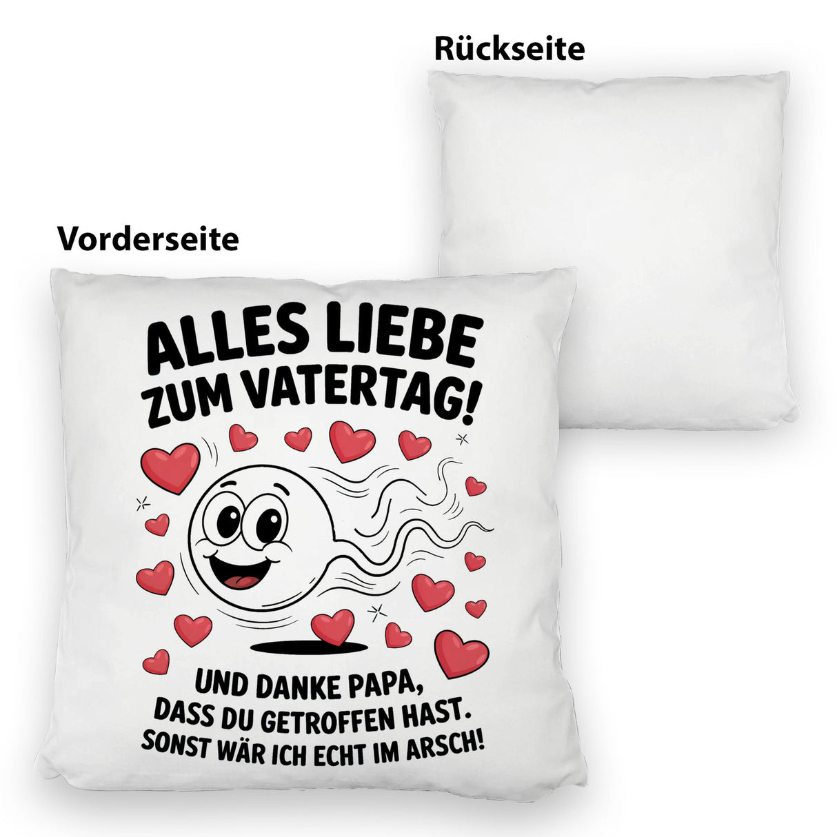 Alles Liebe zum Vatertag Kissen Spermien Cartoon mit Herzen