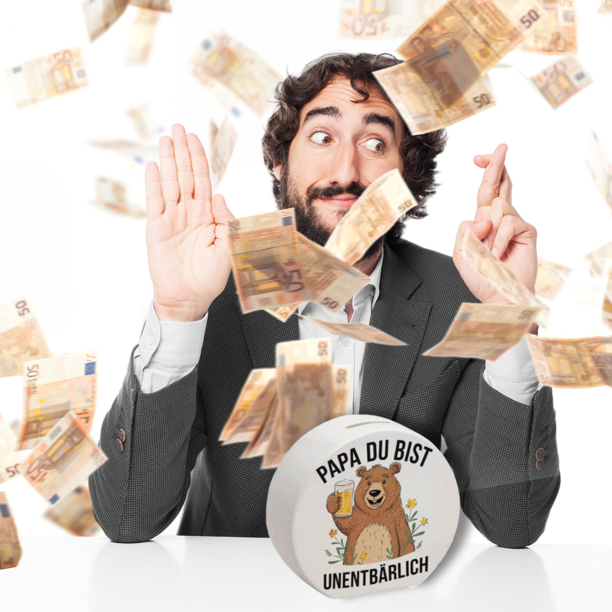 Bär mit Bier PAPA du bist UNENTBÄRLICH Spardose Vatertagsgeschenk