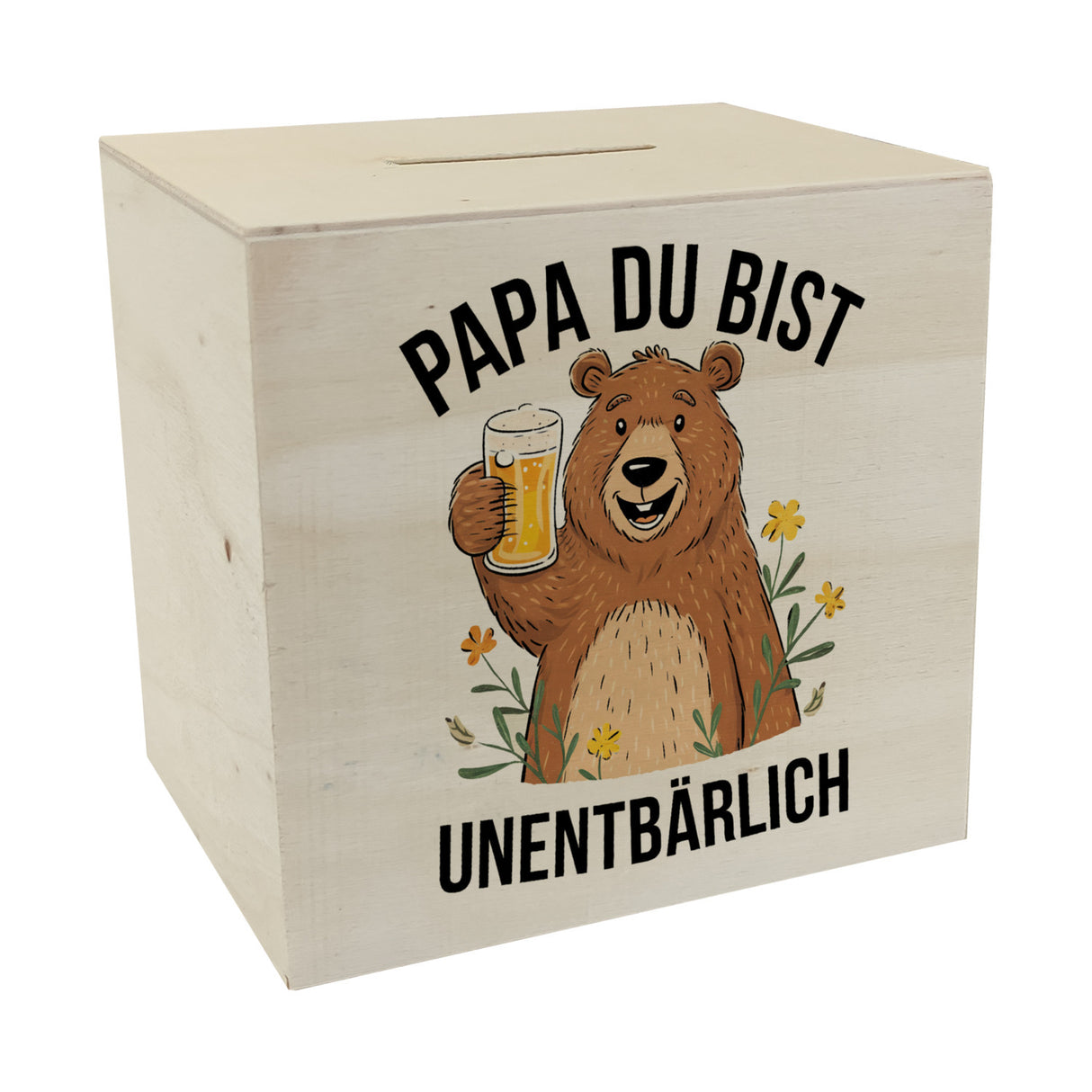 Bär mit Bier PAPA du bist UNENTBÄRLICH Spardose Vatertagsgeschenk
