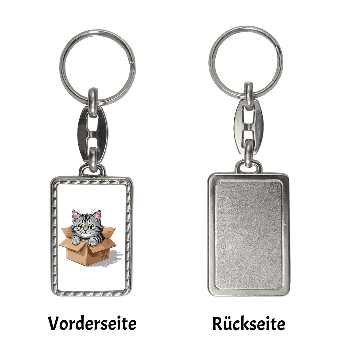 Katze im Karton Schlüsselanhänger für Katzenfans