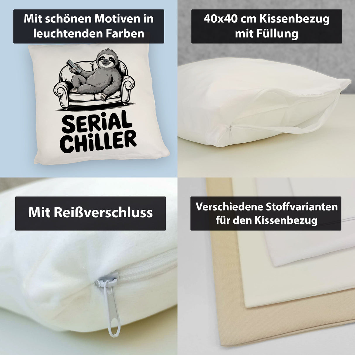 Faultier auf Couch Serial Chiller Kissen