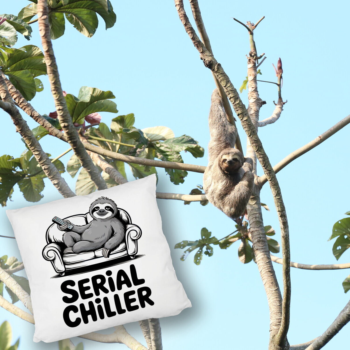 Faultier auf Couch Serial Chiller Kissen