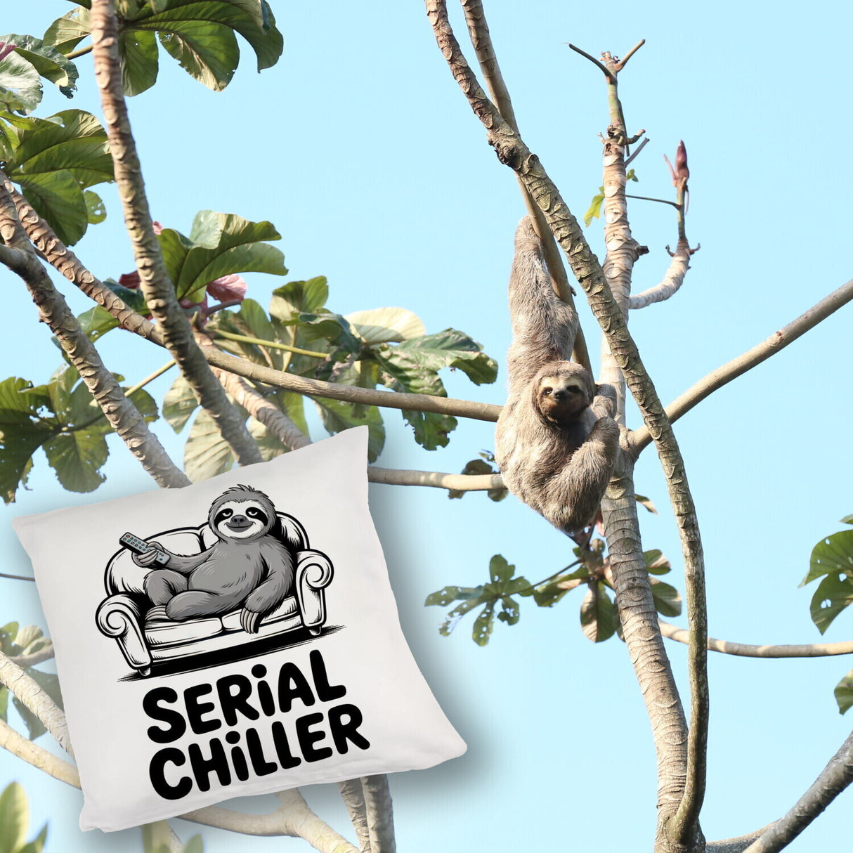 Faultier auf Couch Serial Chiller Kissen