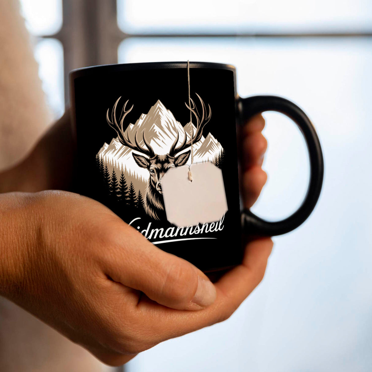 Hirsch vor Bergkulisse Waidmannsheil Tasse für Jäger