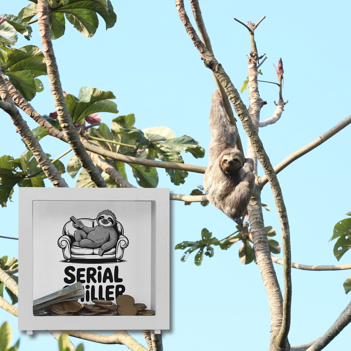 Faultier auf Couch Serial Chiller Spardose