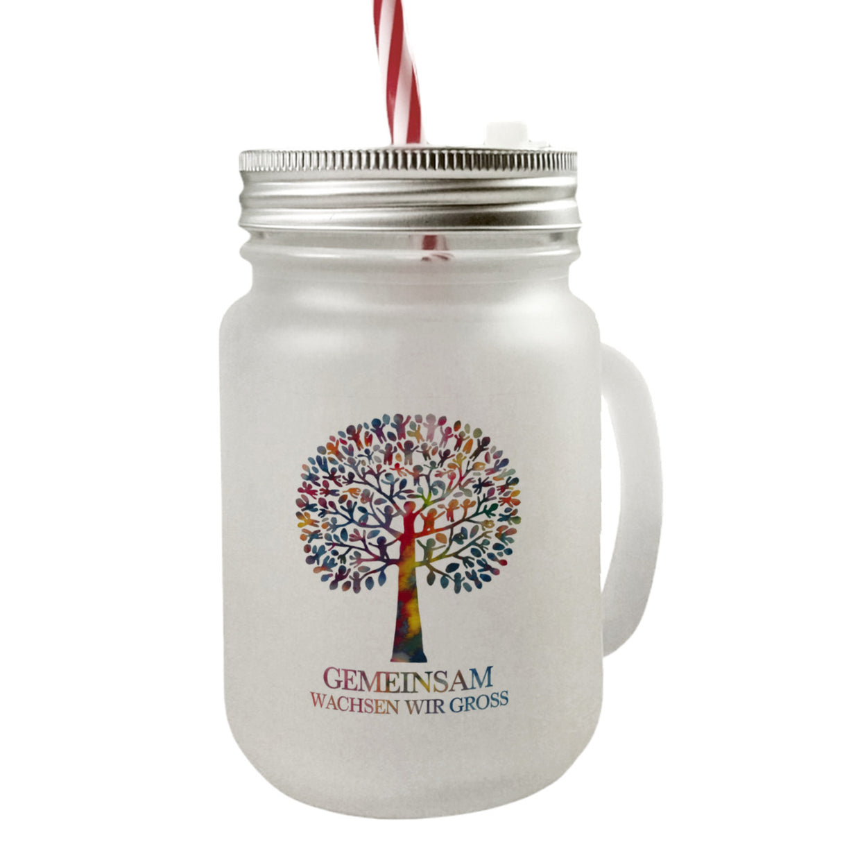 Gemeinsam wachsen, Baum aus Kindern Trinkglas mit Bambusdeckel