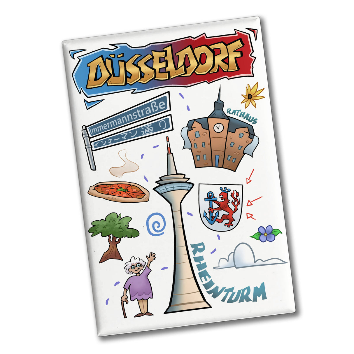 Düsseldorf Pop Art Comic Souvenir Souvenir Magnet - Rheinturm