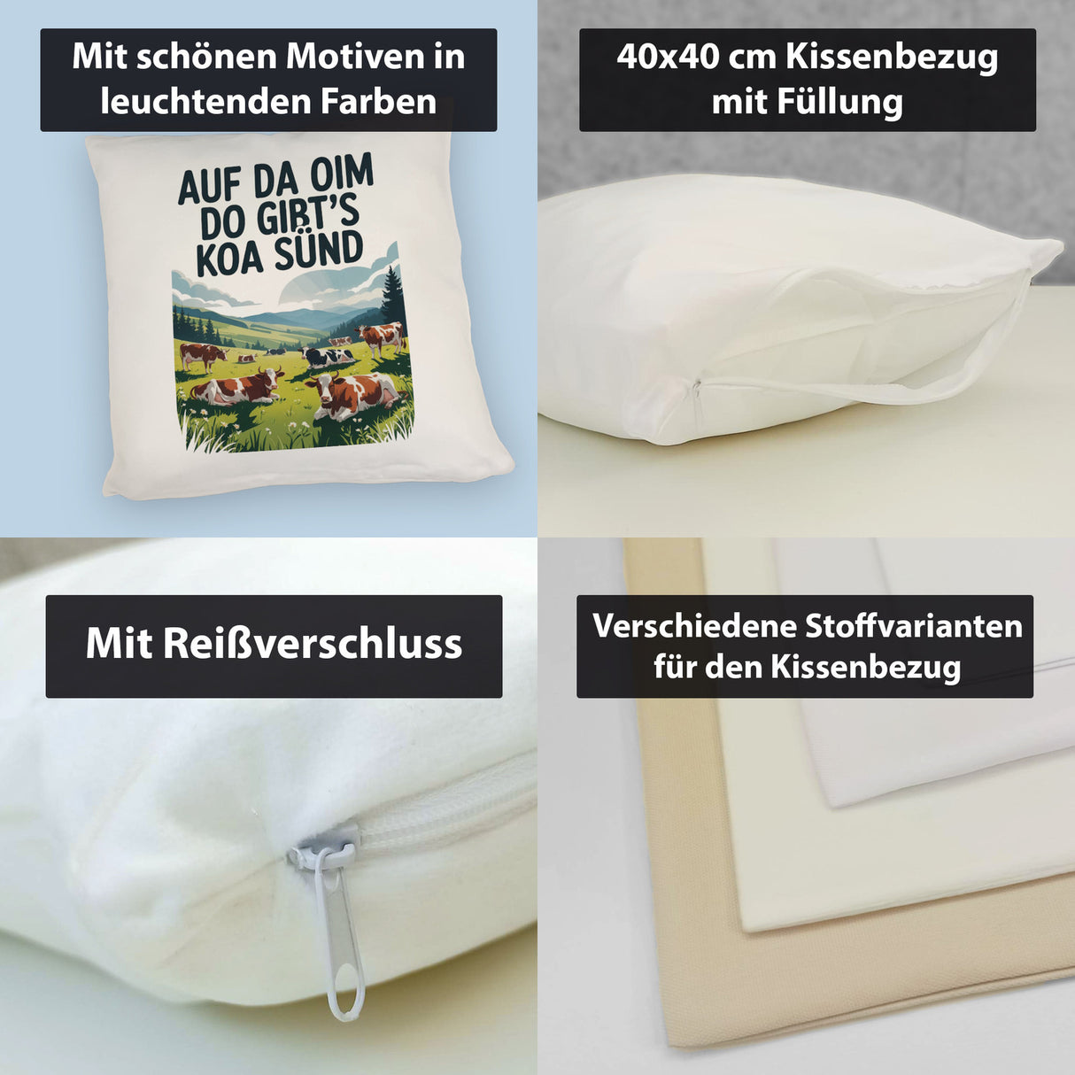 Auf da Oim, do gibt's koa Sünd Kissen Berglandschaft mit Kühen