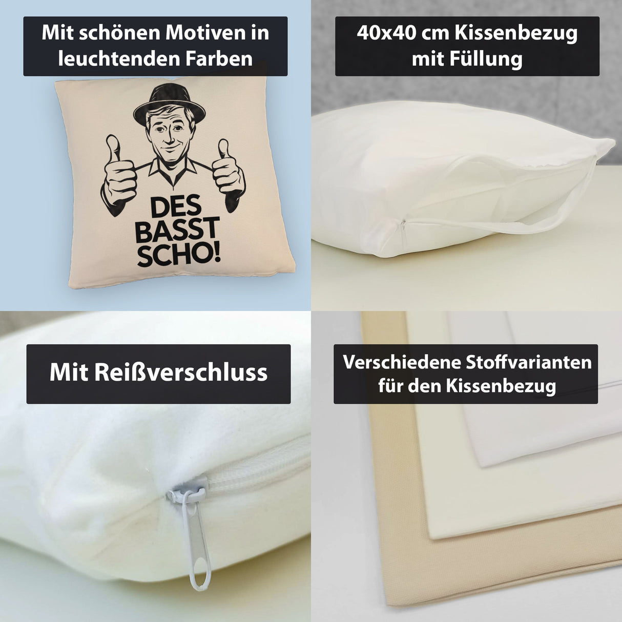 Mann mit Daumen hoch Des basst scho Kissen